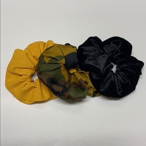 Set of three hand sewn Scrunchies